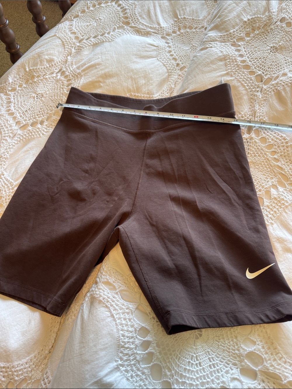 Nike Dark Brown Women's Bike Shorts with White Swoosh